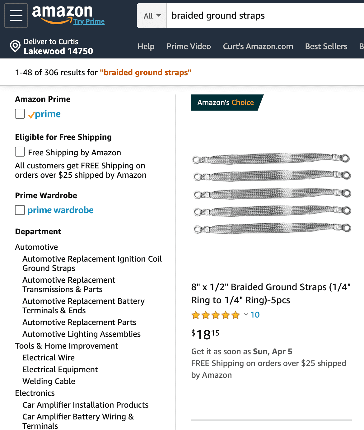 Ground Straps on Amazon